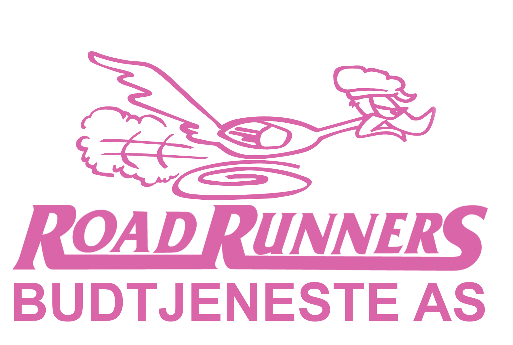 Rosa logo av Road Runners Budtjeneste AS med en struts